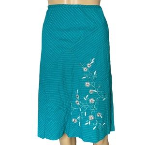 Sag Harbor|Womens|A-Line Skirt|Size 14|Linen|Green|Embroidery Flower